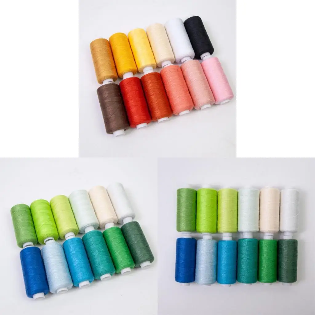 97QD Nähmaschinenfaden 12 Sortierter Ton stabiler Polyesterfaden für starke Nähprojekte