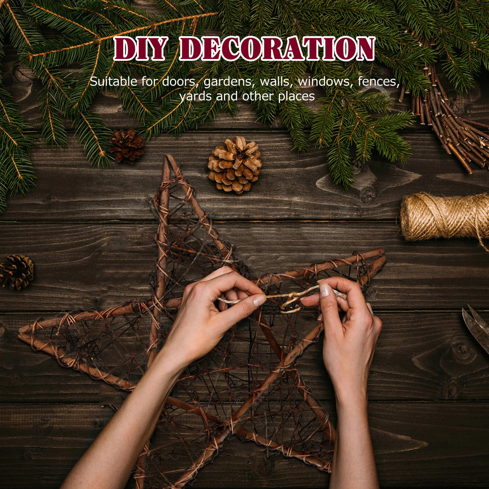 

3Pcs Star Shape DIY Rattan Wreath Rings Grapevine Vine Branch Craft Frames for Christmas Halloween Thanksgiving Easter