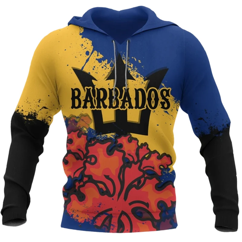 

Barbados Caribbean Country Flag Pattern 3DPrint Unisex Hoodies Harajuku Spring Streetwear Funny Casual Jacket Hoodies Clothing