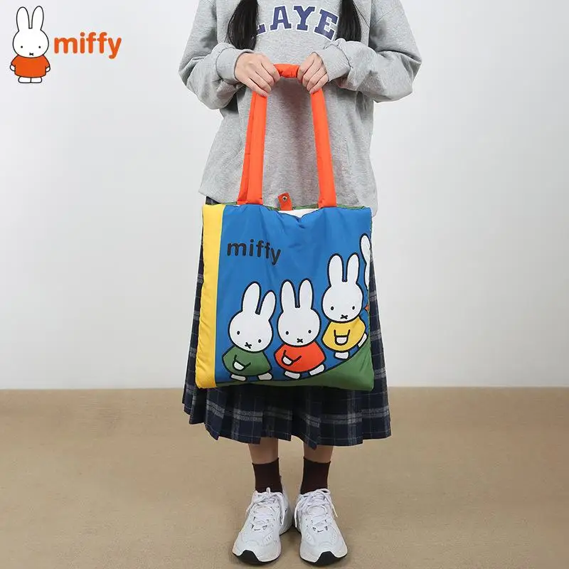 Kawaii Miffy Rabbit Shoulder Bag Anime Portable Large Capacity Versatile Student Tutoring Bag Handheld Mommy Bag Gift Girl Toys