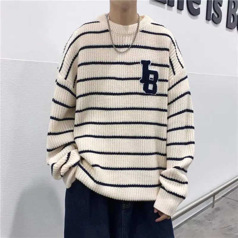 

Casual Fashion Trendy Men's Winter Crewneck Sweater Pullover Long Sleeve Youthful Popular Simple Loose
