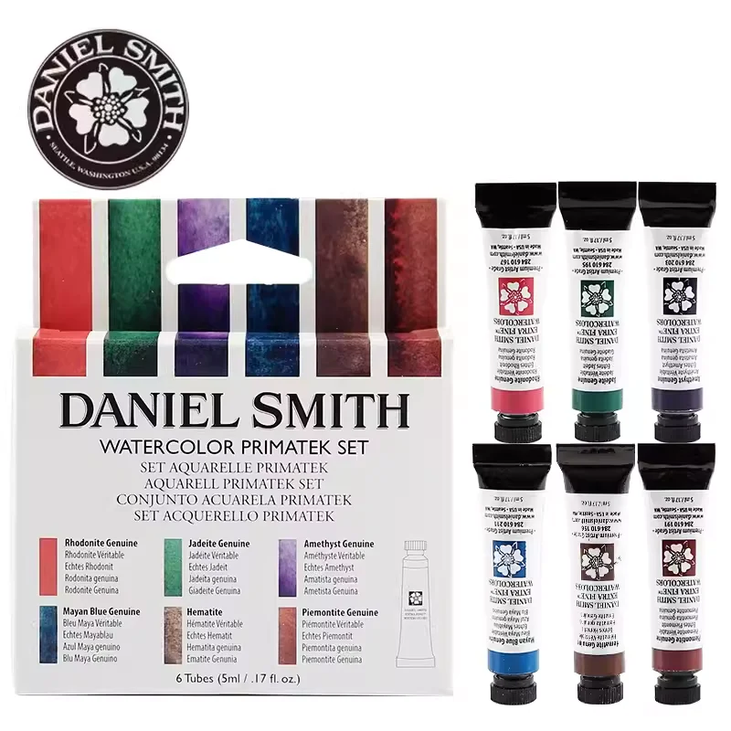 Daniel Smith Artista Profissional Tinta Aquarela, 6 Cores, 5ml, Essenciais Minerais, Conjunto Completo de Pincel