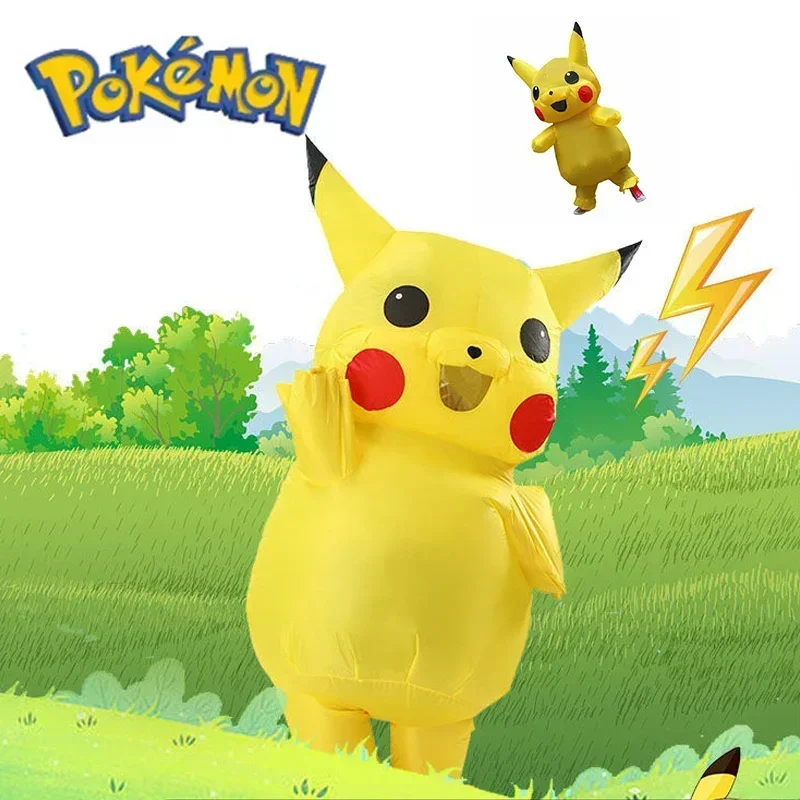 Pokemon Inflatable Clothes Cute Pikachu Children Halloween Adult Children Performance Clothe Cartoon Dress Up Doll Props Costume