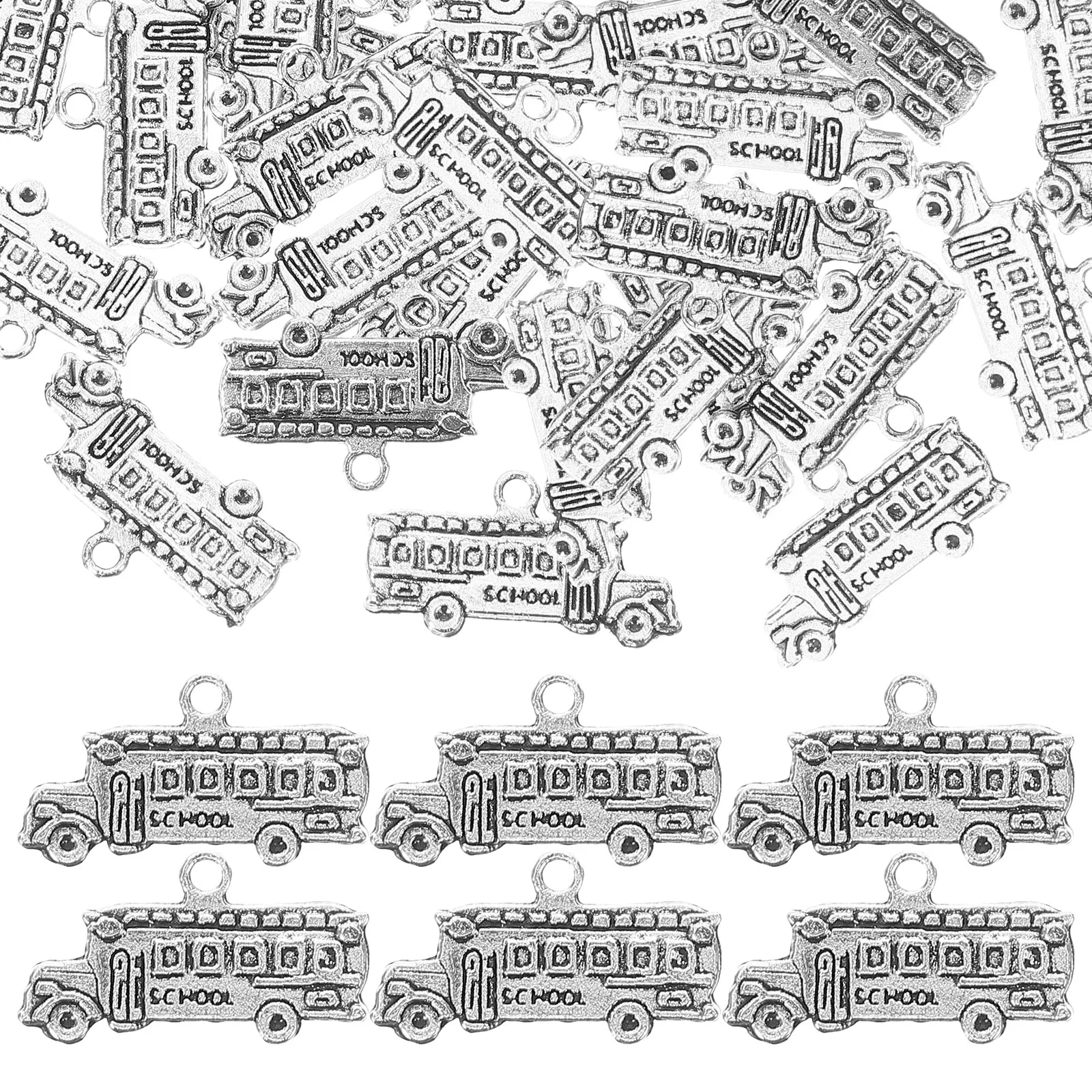 Jewelry School Themed Charms Bus Pendant Ornament Making Zinc Alloy Mini Primary