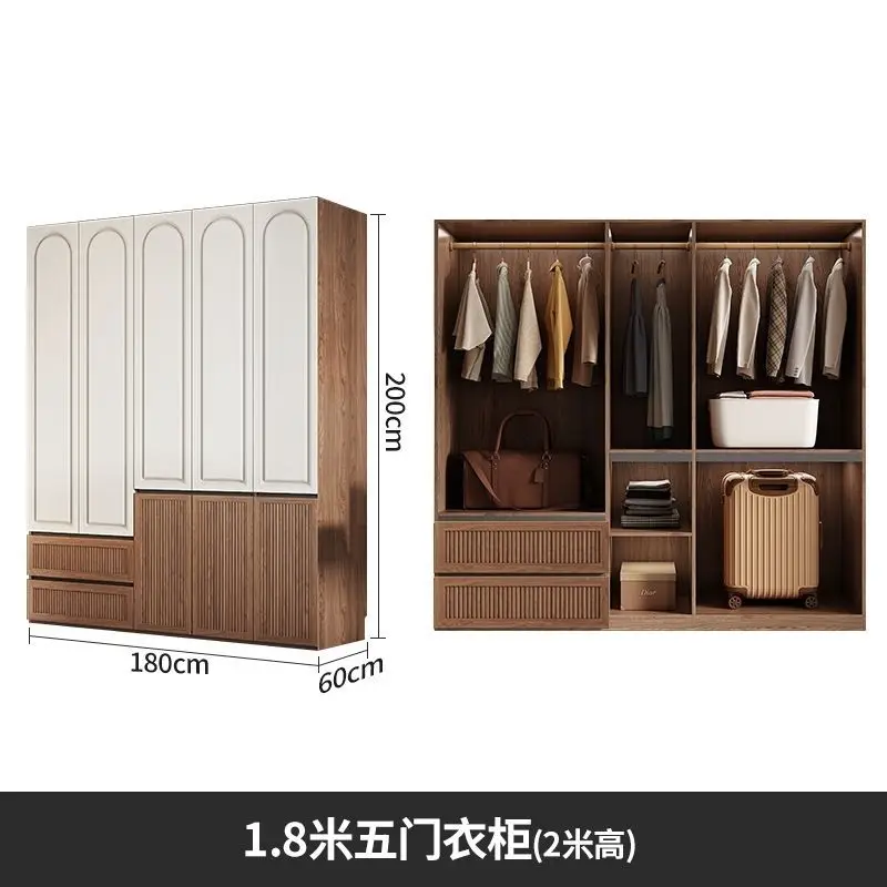HYS free handle French retro wardrobe segmented wardrobe bedroom home antique economical wardrobe
