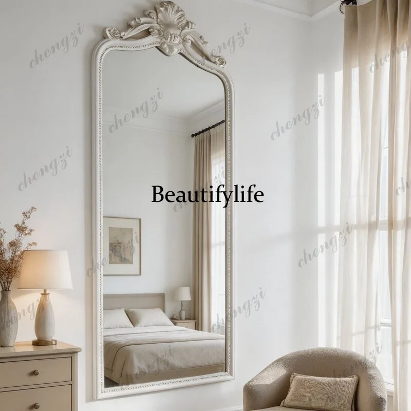 Z138 Nordic style retro full-length mirror bedroom full-length mirror carved border wall-mounted decorative fitting mirror