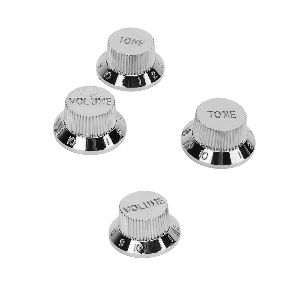 4PCS Silver/Gold Electric Bass Volume Toning Control Knob Polymer Guitar Potentiometer Knob Set Electric Guitar Accessories
