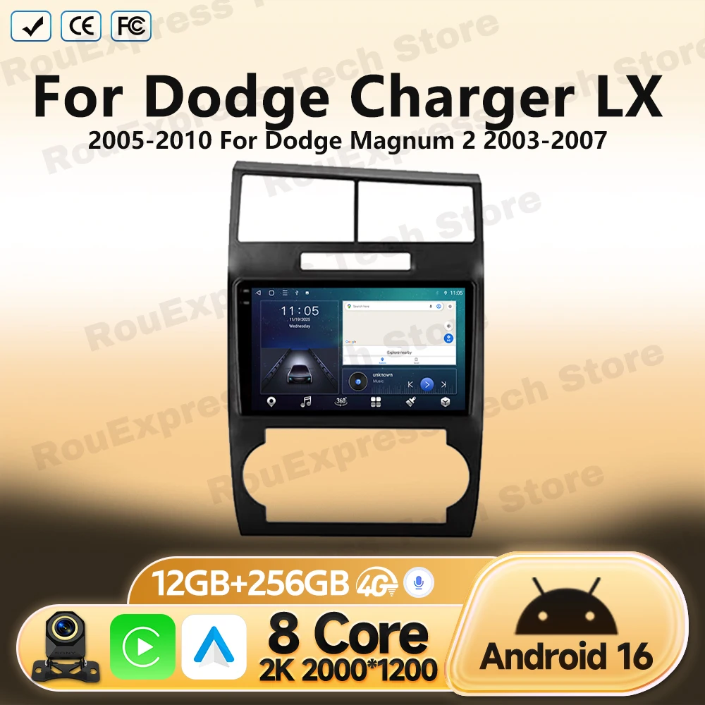 Multimedia Video Player For Dodge Charger LX 2005-2010 For Dodge Magnum 2 2003-2007 Android Car GPS Navigation Radio No DVD 2Din