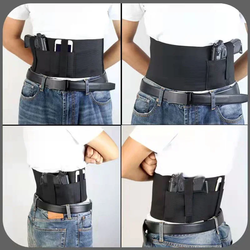 Tactical Gun Holster for Belly Band Concealed Carry Double Pistol Handgun Holder Hidden Handgun Elastic Waist Belt Holsters