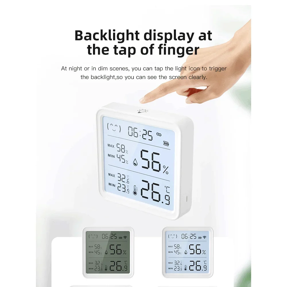 Tuya WiFI Temperature Humidity Sensor Backlight Remote Control Compatible Bluetooth Thermometer Hygrometer Sensors SmartLife