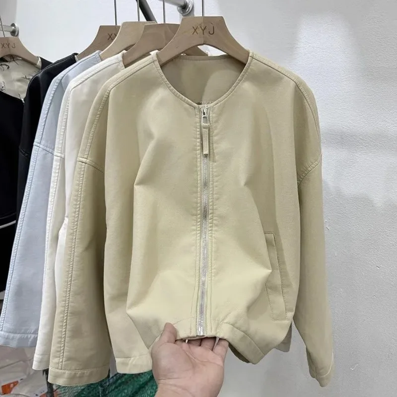 

Осенняя новая куртка на молнии для женщин, повседневная универсальная простая куртка средней длины, топ