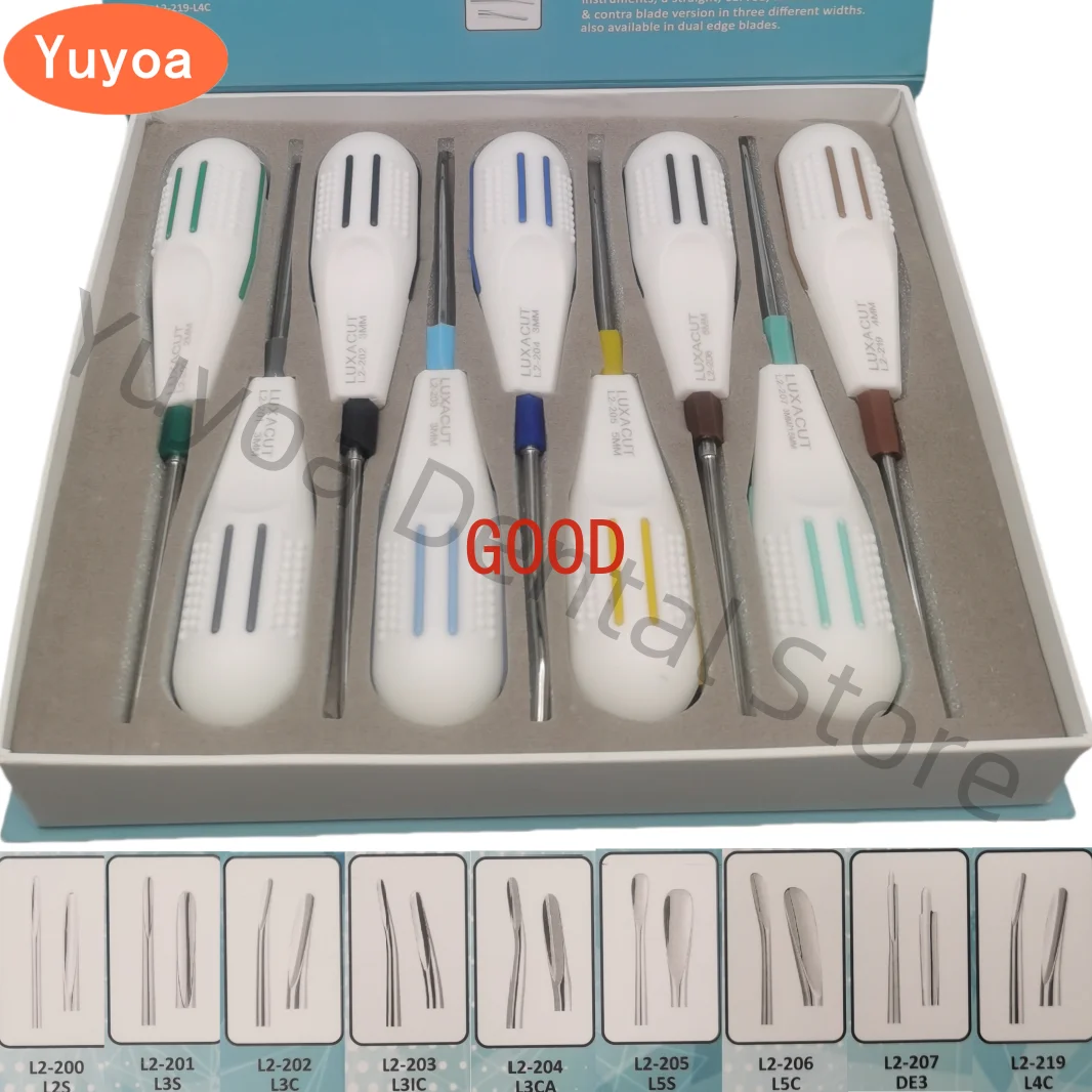 9pcs/set Stainless Steel Dental Luxating Lift Curved Root Elevator Dentistry Surgical Screwdriver