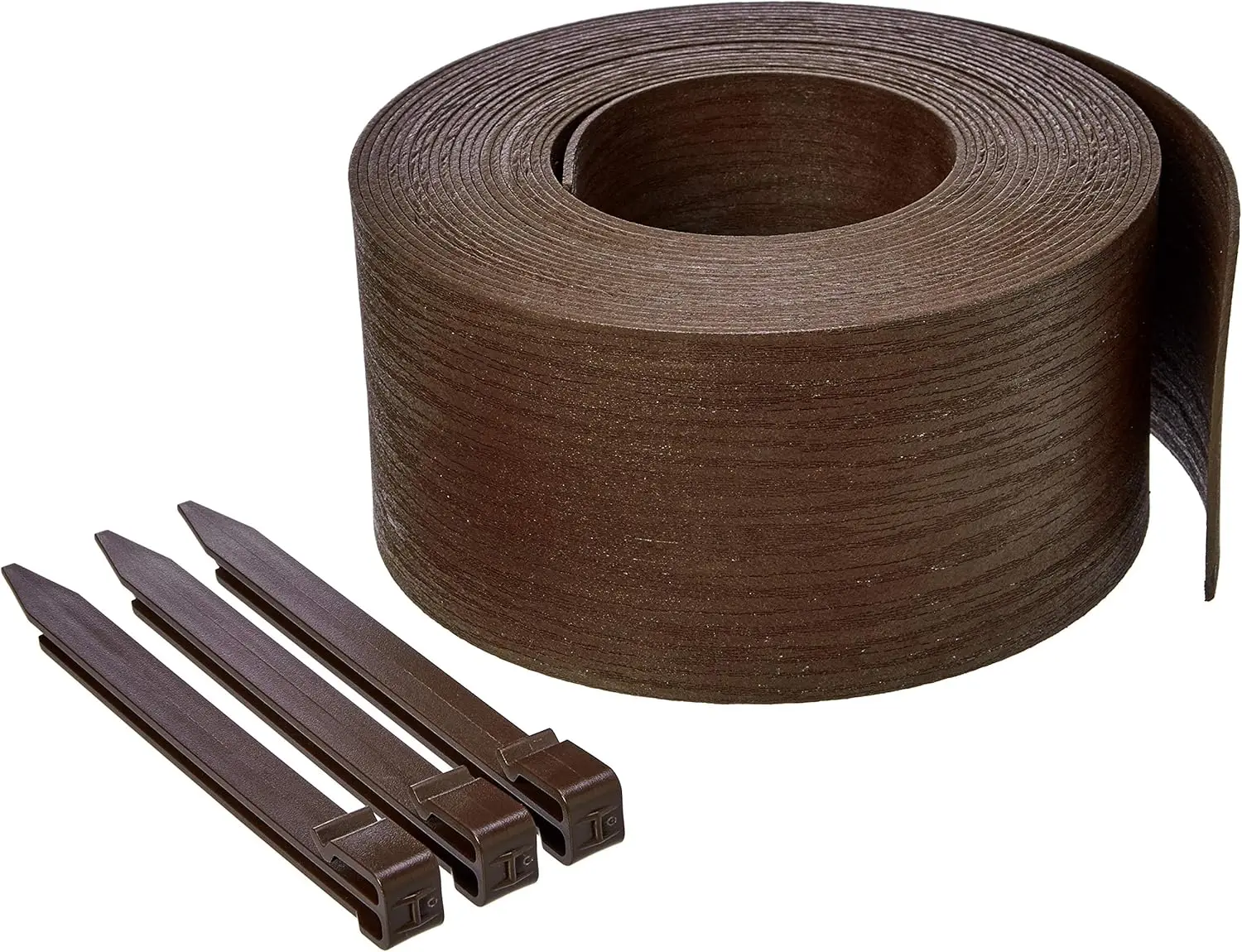Landscape Garden Lawn Edging Coil Border, Landscape Edging Kit ,Pack of 10 Stakes, 5 inch x 40FT, Brown