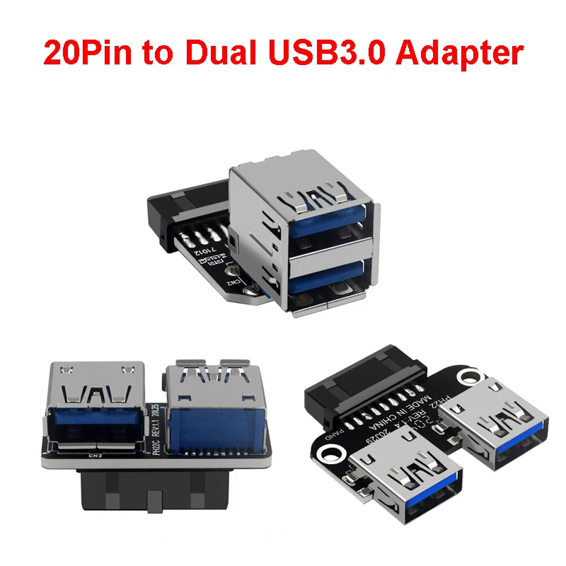 1PCS Female Motherboard Adapter USB 3.0 19/20 Pin Socket to Dual USB 3.0 A Splitter Anti-Interference Ability Stability