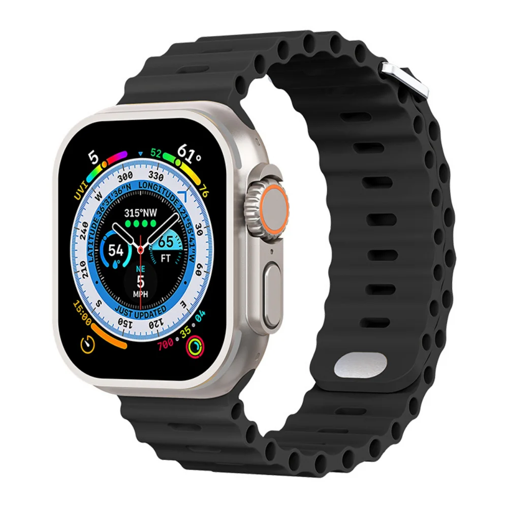 Ocean Silicone Strap For Apple Watch Band 49mm 45mm 41mm 44mm 40mm 42mm 38mm 44 45 mm Wristband iWatch Series 8 7 Ultra 4 5 6 SE