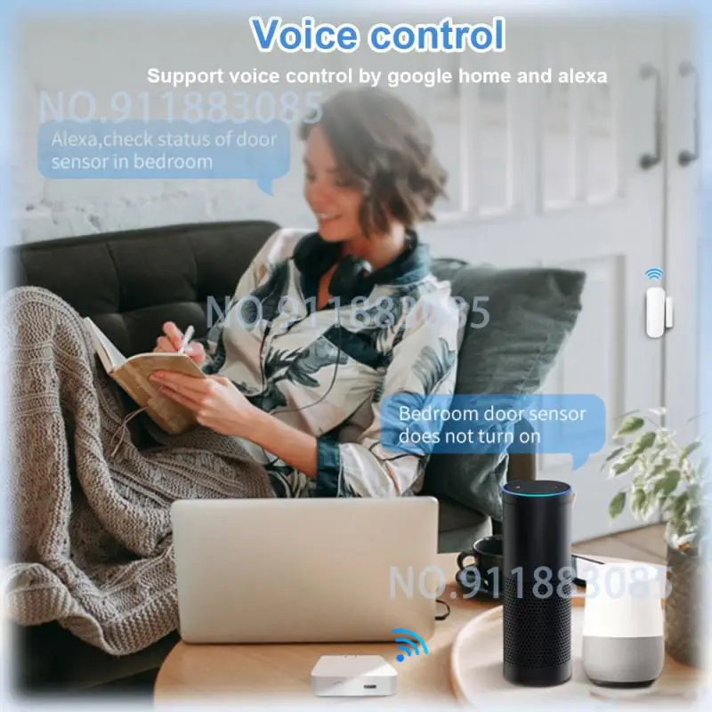 Tuya ZigBee Door Window Sensor Smart Home Wireless Door Detectors Open/Close APP Remote Alarm Sensor Works With Alexa Google