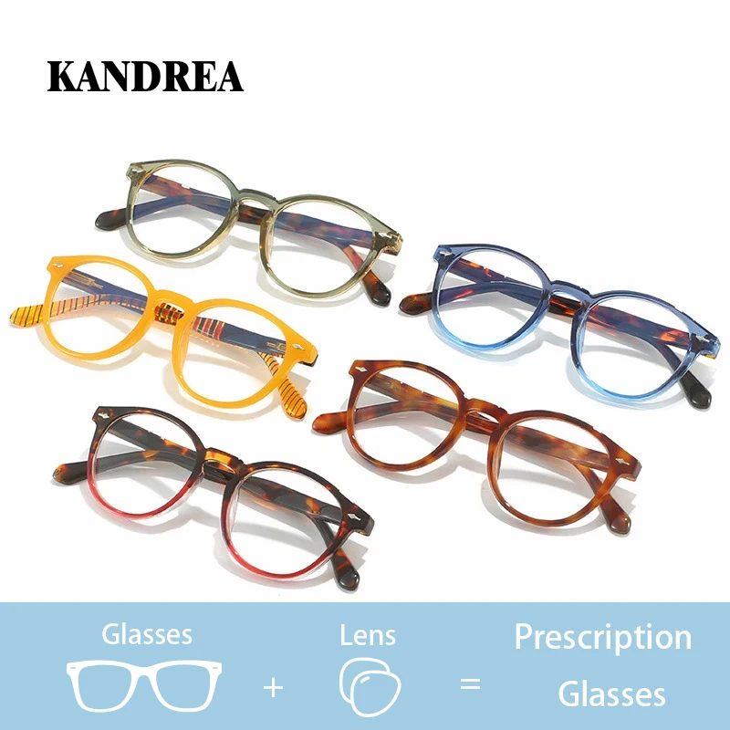 

KANDREA Fashion Round Reading Glasses Women Luxury Tortoise Prescription Presbyopic Eyeglasses Frame Anti-Blue Light HS3331