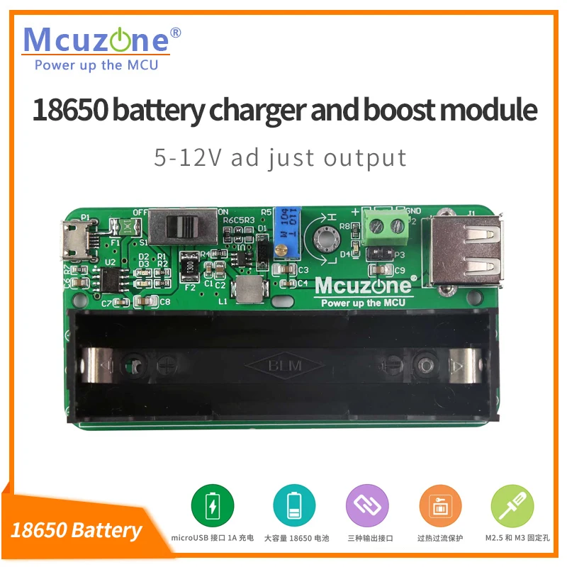 18650 ładowarka i moduł Boost, wyjście regulacji 5-12V, zasilanie Arduino, LED, Router