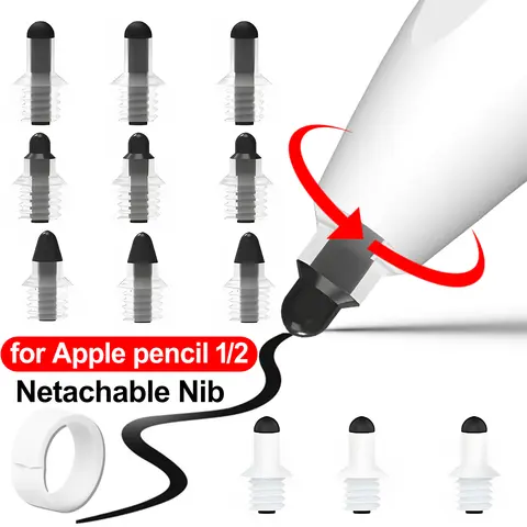 Pencil Tips For Apple Pencil 1/2 Gen Replacement Crystal Detachable Nibs For iPad Pencil 1/2 Pro Anti-wear Stylus Pen Fine Nib