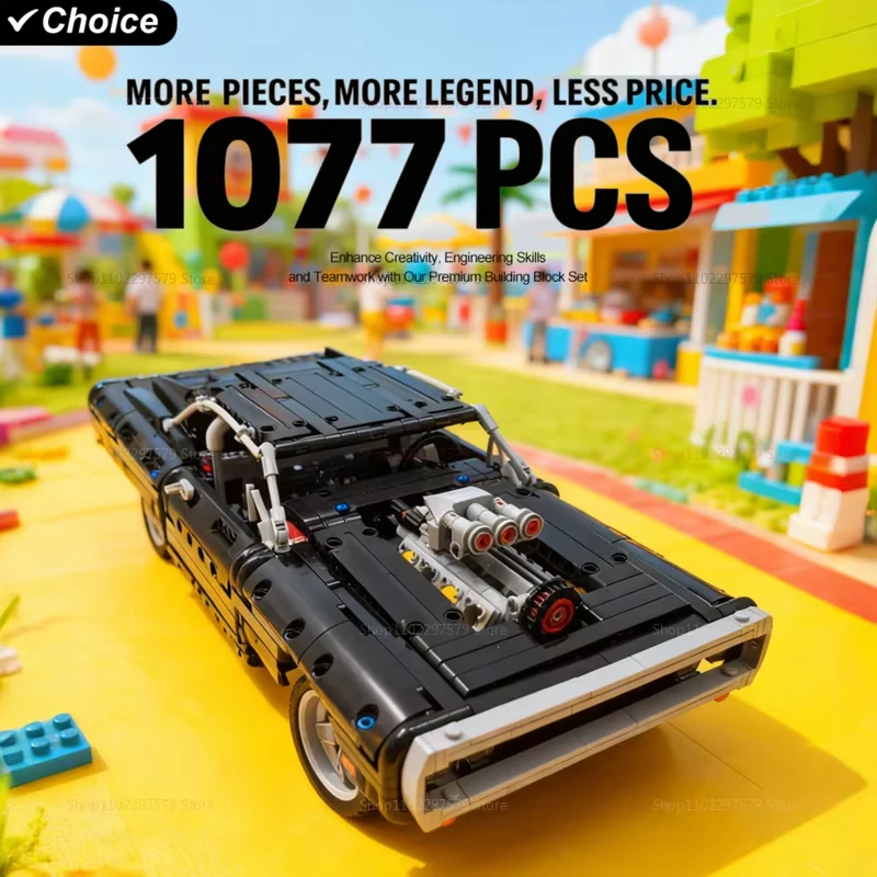 Blocs de construction mécaniques de voiture de course, 1077 pièces, haute difficulté, jouet éducatif, Kit de modèle pour enfants et adultes, cadeau d'assemblage créatif