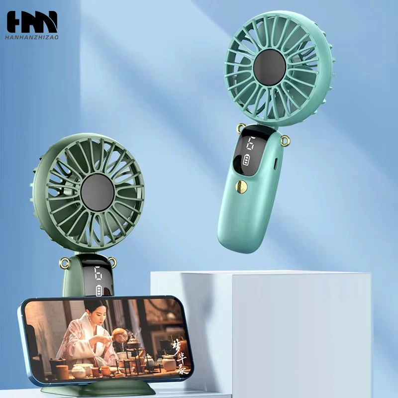 

Portable Outdoor Travel Mini Fan with LED Display 1200mAh Battery Operated Foldable 6-Speed USB Charging Mini Handheld Fan