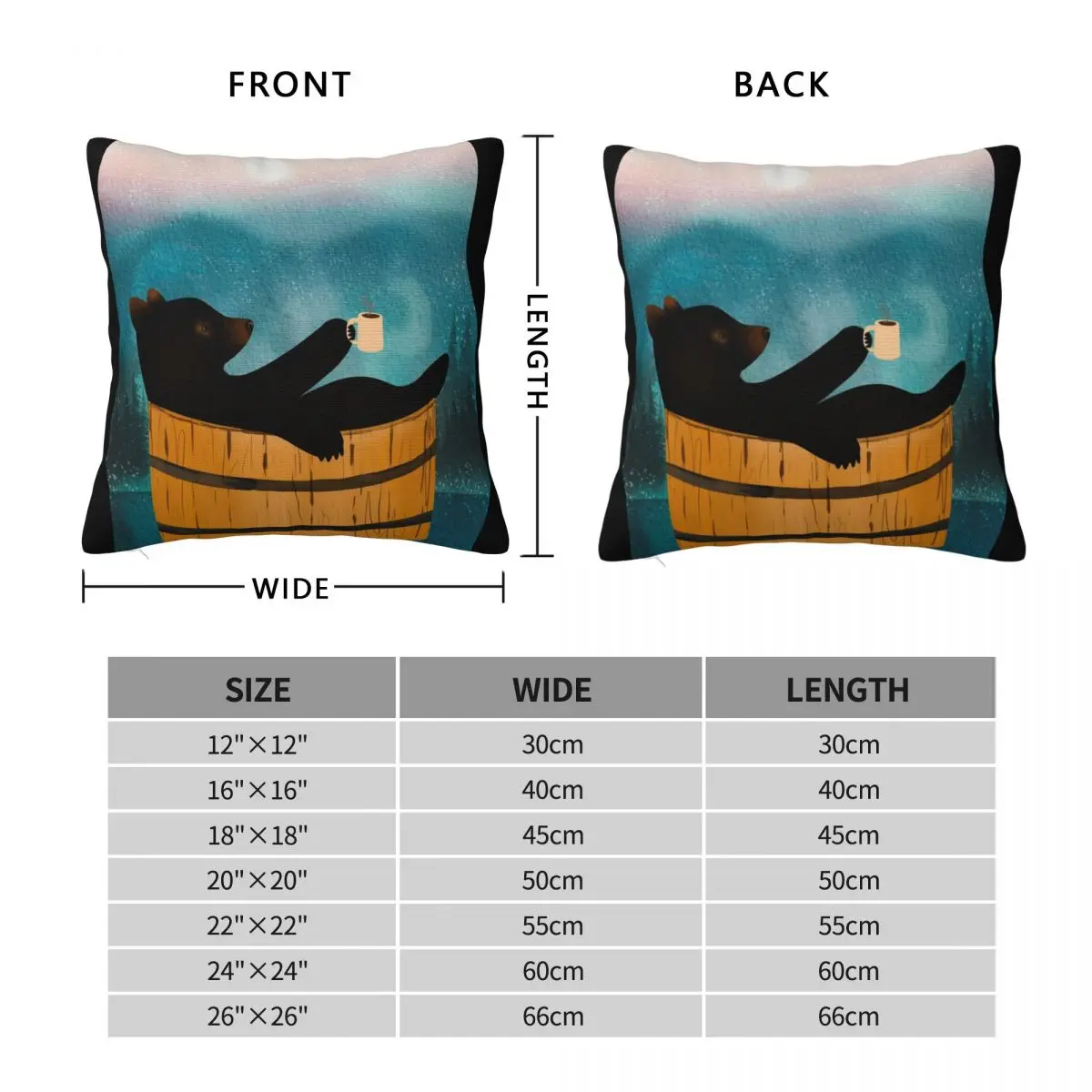 Smoky Mountain Black Bear In Hot Tub Square Pillowcase Polyester Linen Velvet Zip Decor Throw Pillow Case Room Cushion Cover