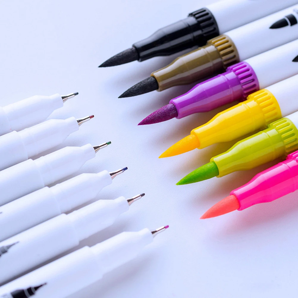

24 Pcs Watercolor Pen Double Ended Art Marker Water Soluble Drawing Pen School Office Supply Painting Sketching for Artists