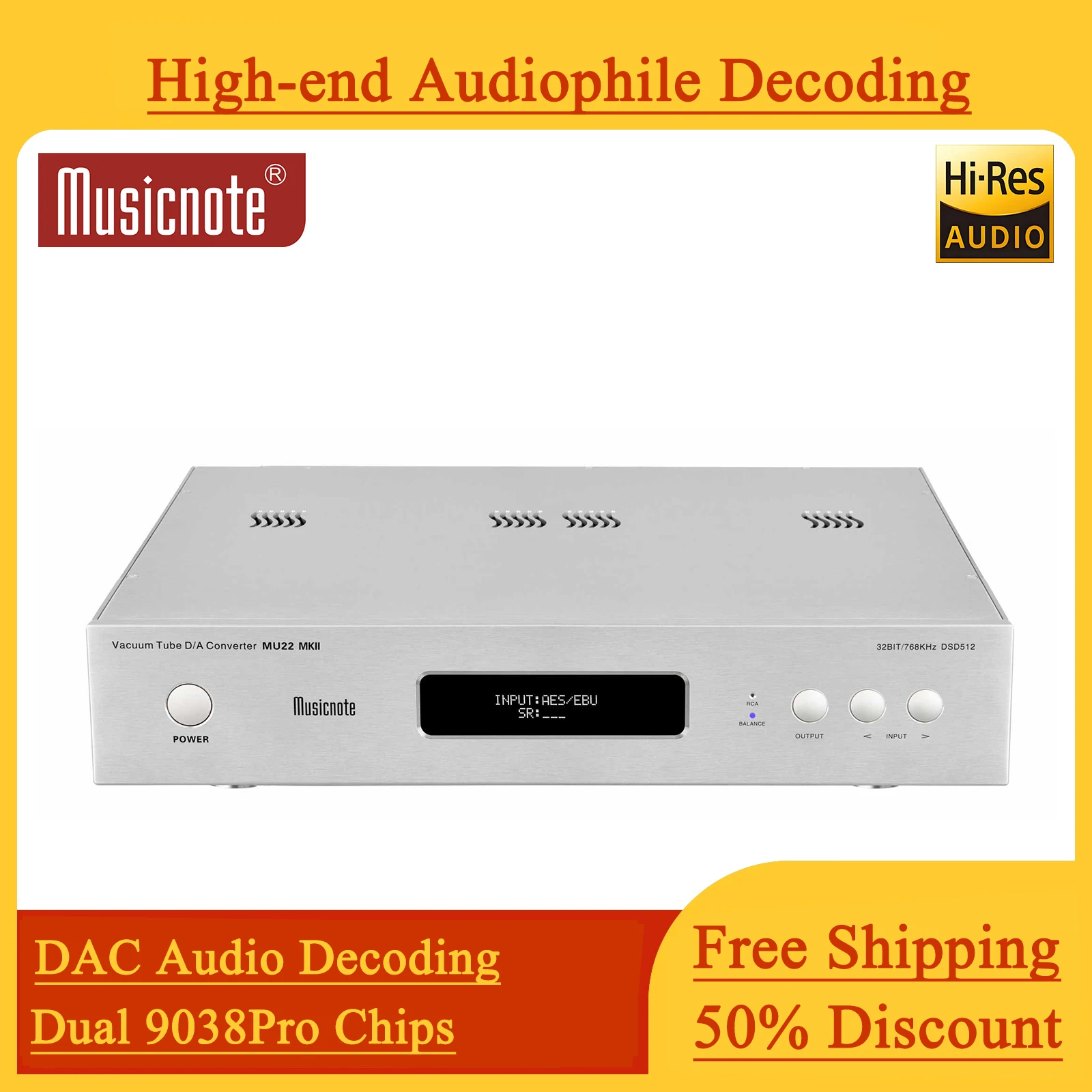 

Musicnote MU22 MKII High-end DAC Audio Decoder Dual 9038Pro Fever Gallbladder Decoding