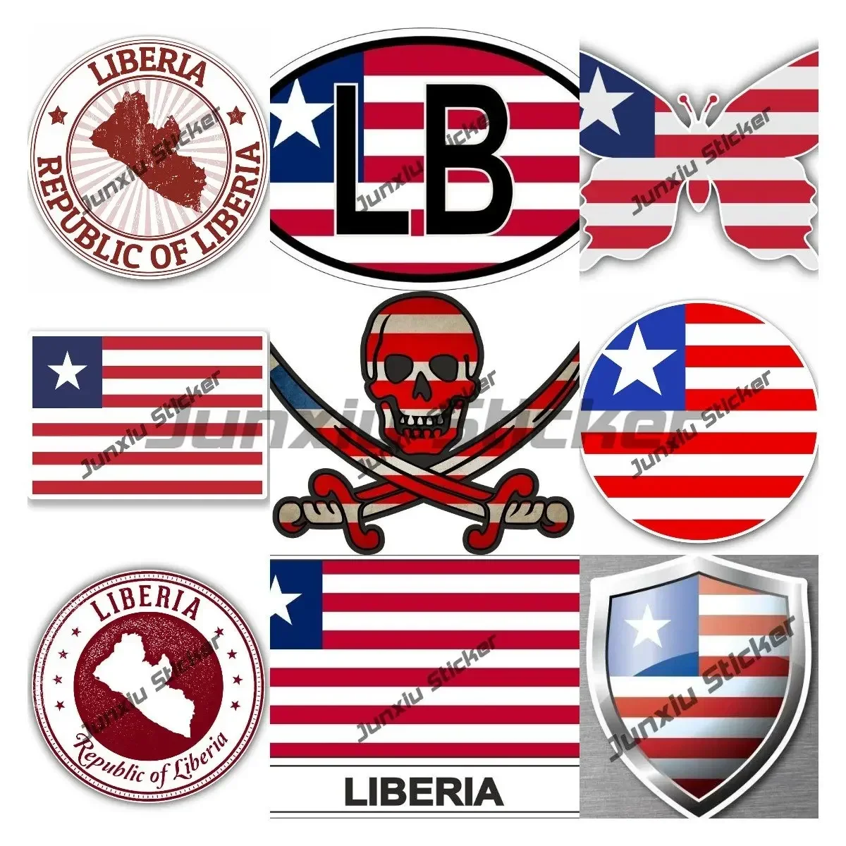 

Liberia Flag Emblem Stickers Libertarian Seal Round Country Code Oval Sticker with Flag Custom Waterproof Cover Scratches Decals