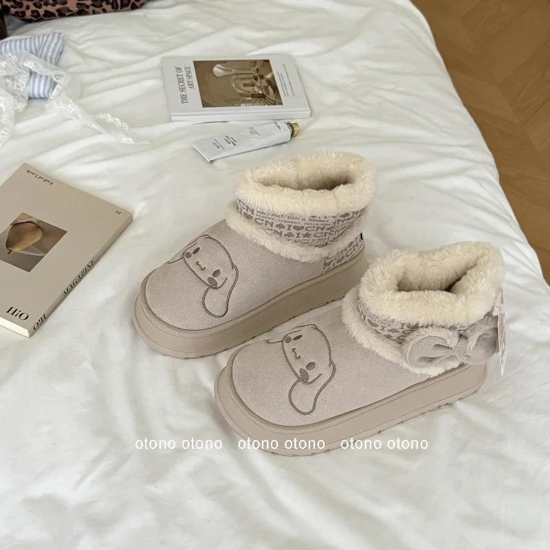 سانريو مرحبا كيتي بلدي ميلودي أنيمي Kawaii أحذية ناعمة Kuromi لطيف الكرتون الصوف حذاء الثلج عالي الرقبة دافئ هدايا عيد ميلاد للفتيات