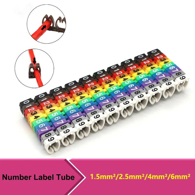 Cable Markers Colourful M-Type Marker Number Tag Label For 2-8mm Wire Network Cable Wire Marker Tag Label for Cat5