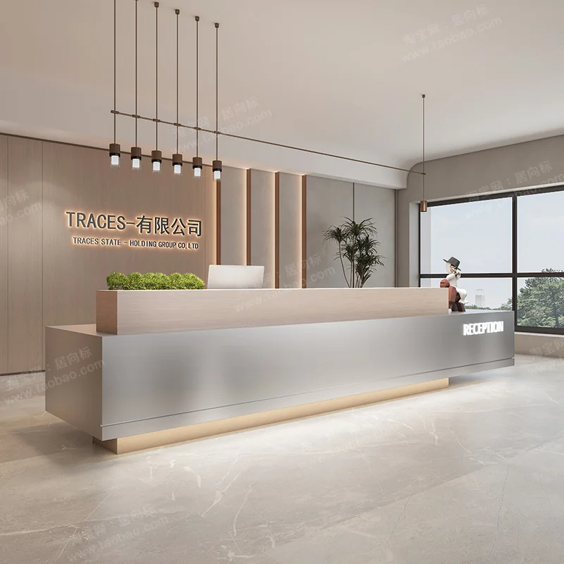 مكاتب استقبال القهوة المكتبية خدمة مكاتب الاستقبال التجارية الحديثة تصميم أثاث Mostrador De Tienda الصناعي #2