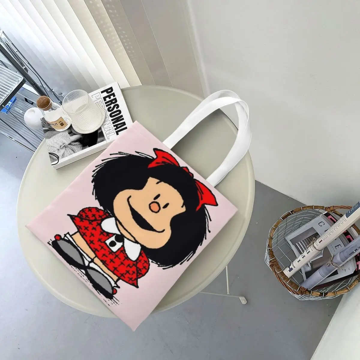 Bolso de mano con estampado de Mafalda Quino para mujer, bolsa de hombro escolar, plegable, bonito