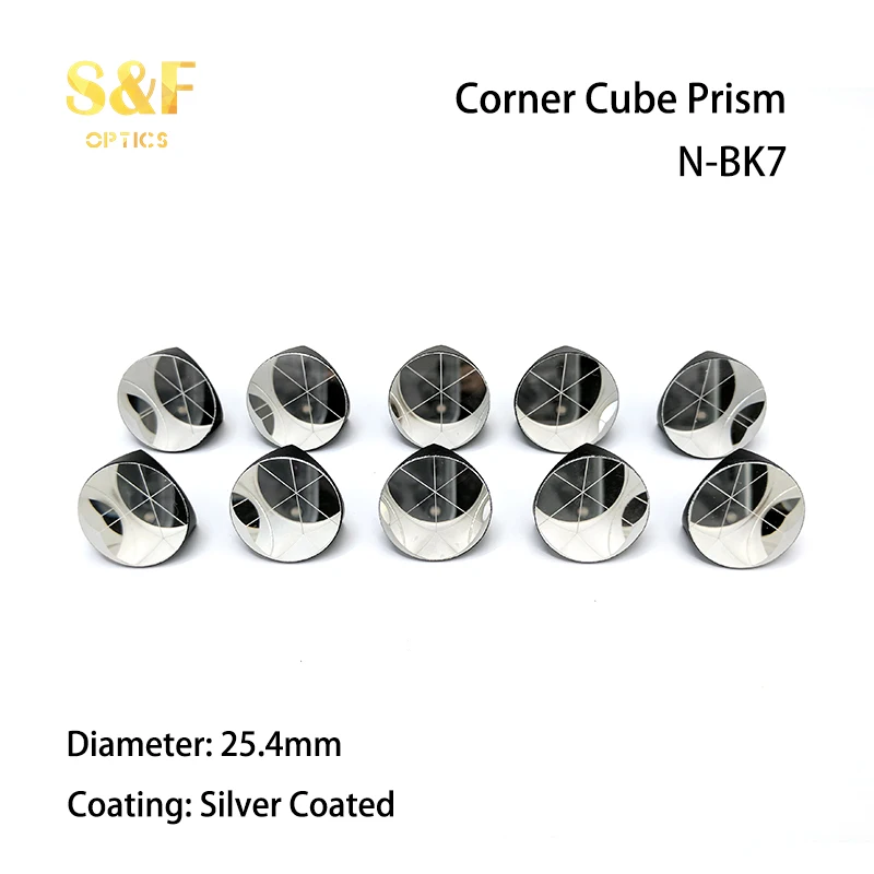 

Pack of 10 Pcs D25.4mm Trihedral Retroreflector, 8 Arc Secs, Silver Coated K9 Silver Coated 1inch Corner Cube Prism