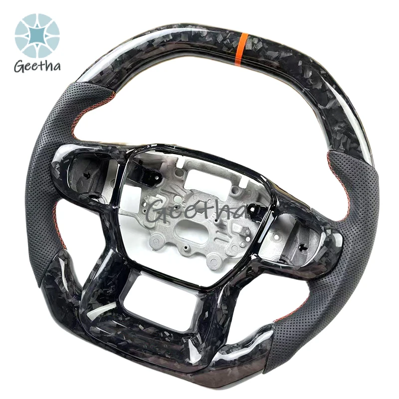 

Custom Red Forged Carbon Fiber Mustang Steering Wheel-Alcantara Leather Racing Design for Ford Ranger F150 Body kit bumper