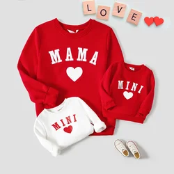 PatPat Mommy and Me Solid Letters & Love Print Long-sleeve Tops Perfect for Outings and Daily Wear Basic Style