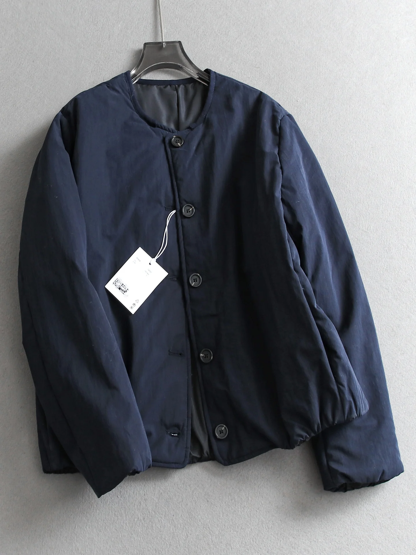 

Warm Standard Fit Long Sleeve Button up round Neck Outerwear for Women Cotton Jacket Coat Pure Color Commute Versatile Q643