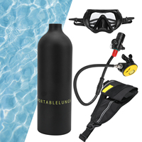 DIDEEP 1L Mini Scuba Tank Diving Set with Breather/Relief Valve/Scuba/Strap/Diving GogglesBlack