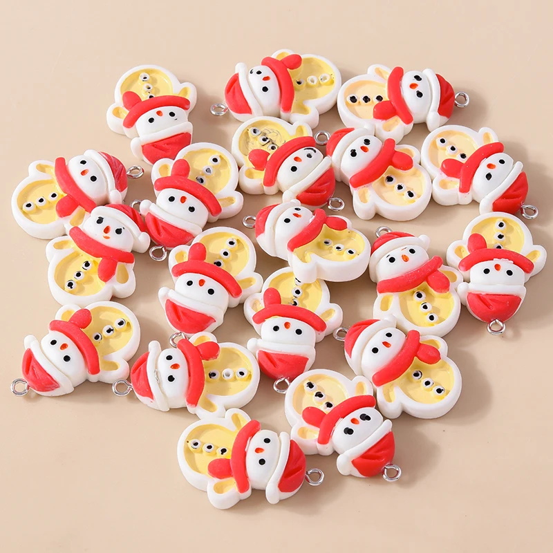 

20pcs 21x30mm Cartoon Resin Christmas Snowman Charms Pendants for Jewelry Making Earrings Necklaces Bracelets DIY Craft Supplies
