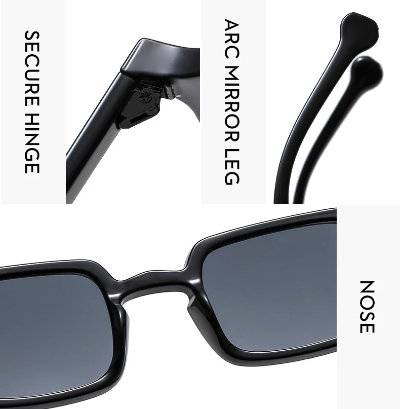 8 Teile/satz Luxuriöse Rechteck Sonnenbrille Frauen Oval Vintage Quadrat Sonnenbrille Männer Shades Weibliche Brillen Anti-glare Gläser – Detail 5