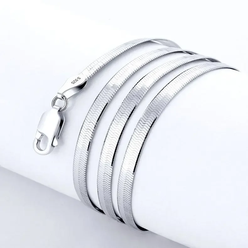 Luxury 925 Sterling Silver Fine 4MM Blade Flat snake Chain Necklace for Men's Women fashion wedding party Jewelry Christmas gift