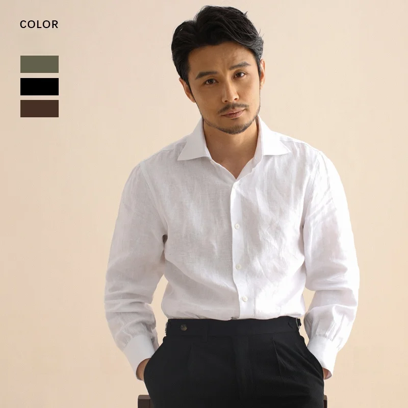 

Cultum00 Men's Linen Wior Collar Long Sve irt Breathable Busin Casual Slim Fit irt Italian Sle Summer Wear