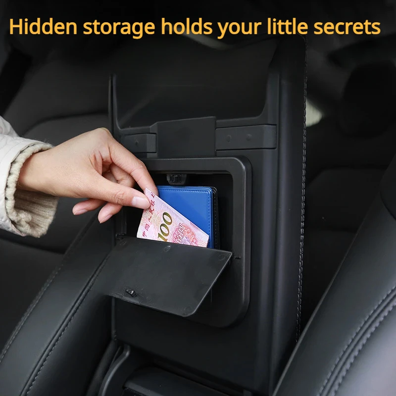 Hidden Storage Box for Tesla Model 3+ Armrest Holder Box Privacy Storage Box Organizer New Model3 Highland Car Accessories 2024