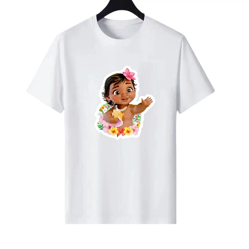 

Disney Moana Pattern Woman Round Neck Parent-Child Clothing White Loose Top Ladies Cheap Y2k Short Sleeves T-Shirt Sweatshirts