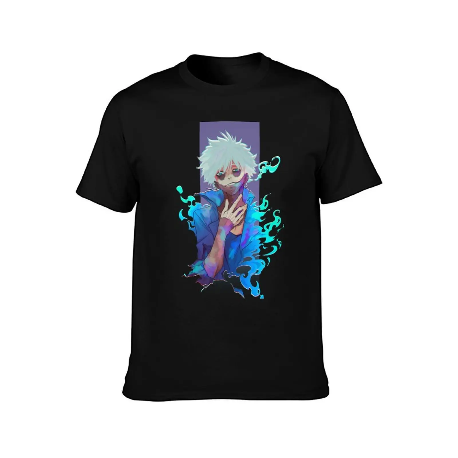 Blue flame T-Shirt, Summer Casual Cotton Tee, Oversized Streetwear Tops, Vintage Graphic Print, Loose Fit Short Sleeve