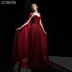 Customized Burgundy Sweetheart Beaded Open Back White Evening Dress 2024 A-Line Sleeveless Floor Length Sweep Train Prom Dress