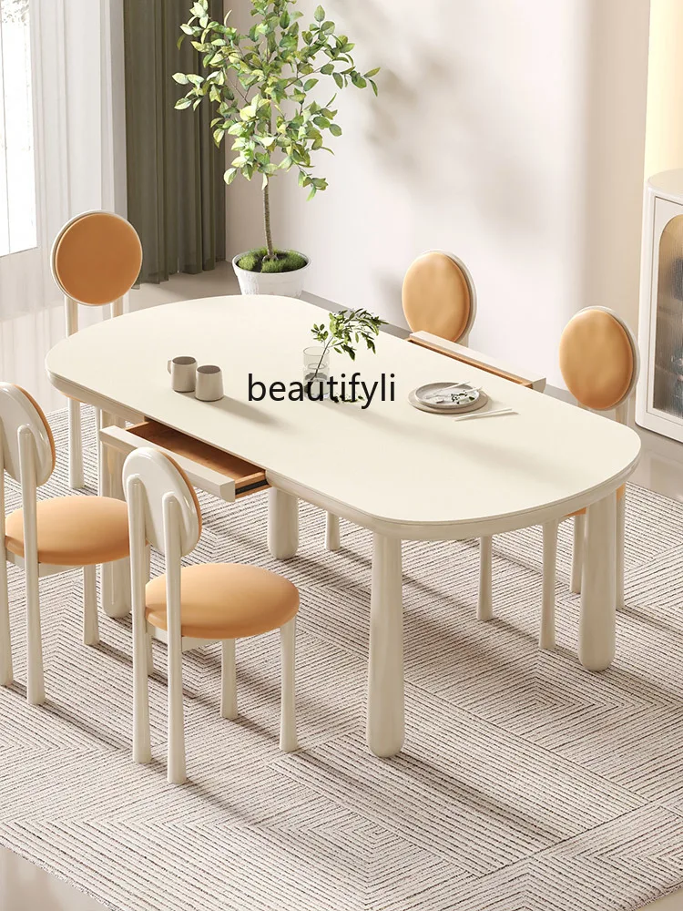 

Stone Plate Dining Tables and Chairs Set Home Small Apartment Modern Simple Original High Sense Dining Table