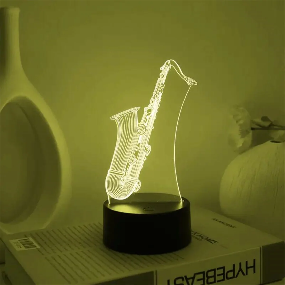 1pc Musical Instruments 3D Night Light, 3D Optical Illusion Lamp With Touch, 7-Color Changing Ambient Light For Bedroom
