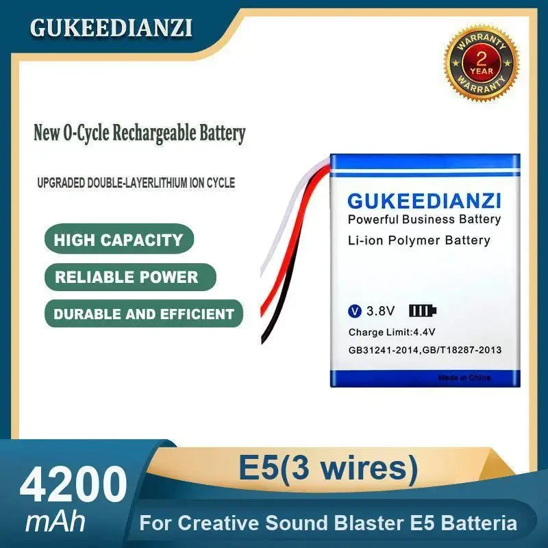 

Аккумулятор для аудиоустройства высокой емкости 4200 мАч E5 (3 провода) для Creative Sound Blaster E5 Batteria