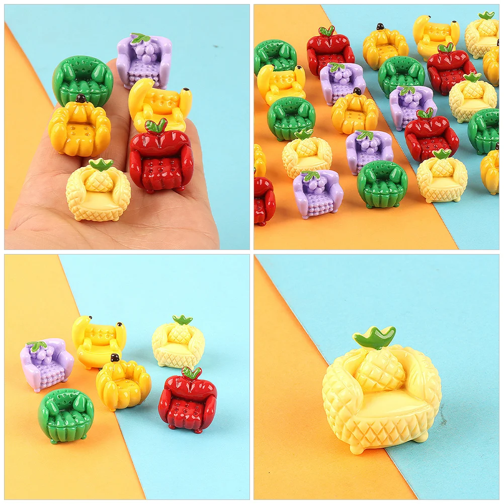 

15pcs Mini Fruit Sofa Charm Diy Phone Case Decor Resin Craft Ornament Small Simulation Sofa Craft Diy Accessories
